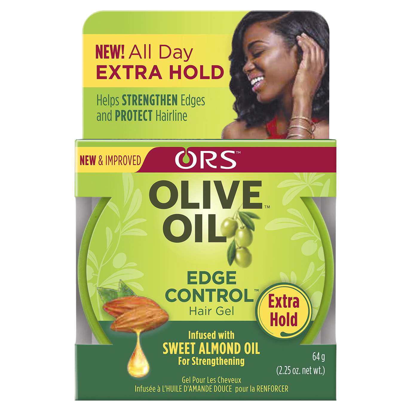 Edge Control Hair Gel with Olive Oil and Almond Oil for All Hair Textures