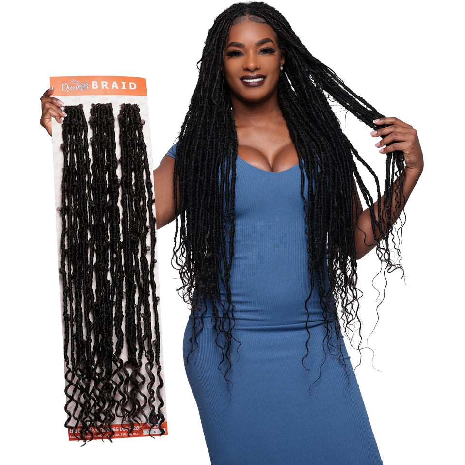 Synthetic Butterfly Goddess Locs Pre-Stretched Braids 12 Inch 1B Color