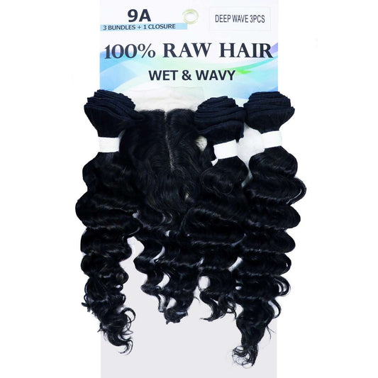 Raw Human Hair Bundles Wet Wavy Deep Wave 14-18 Inch 3Pcs Natural Color