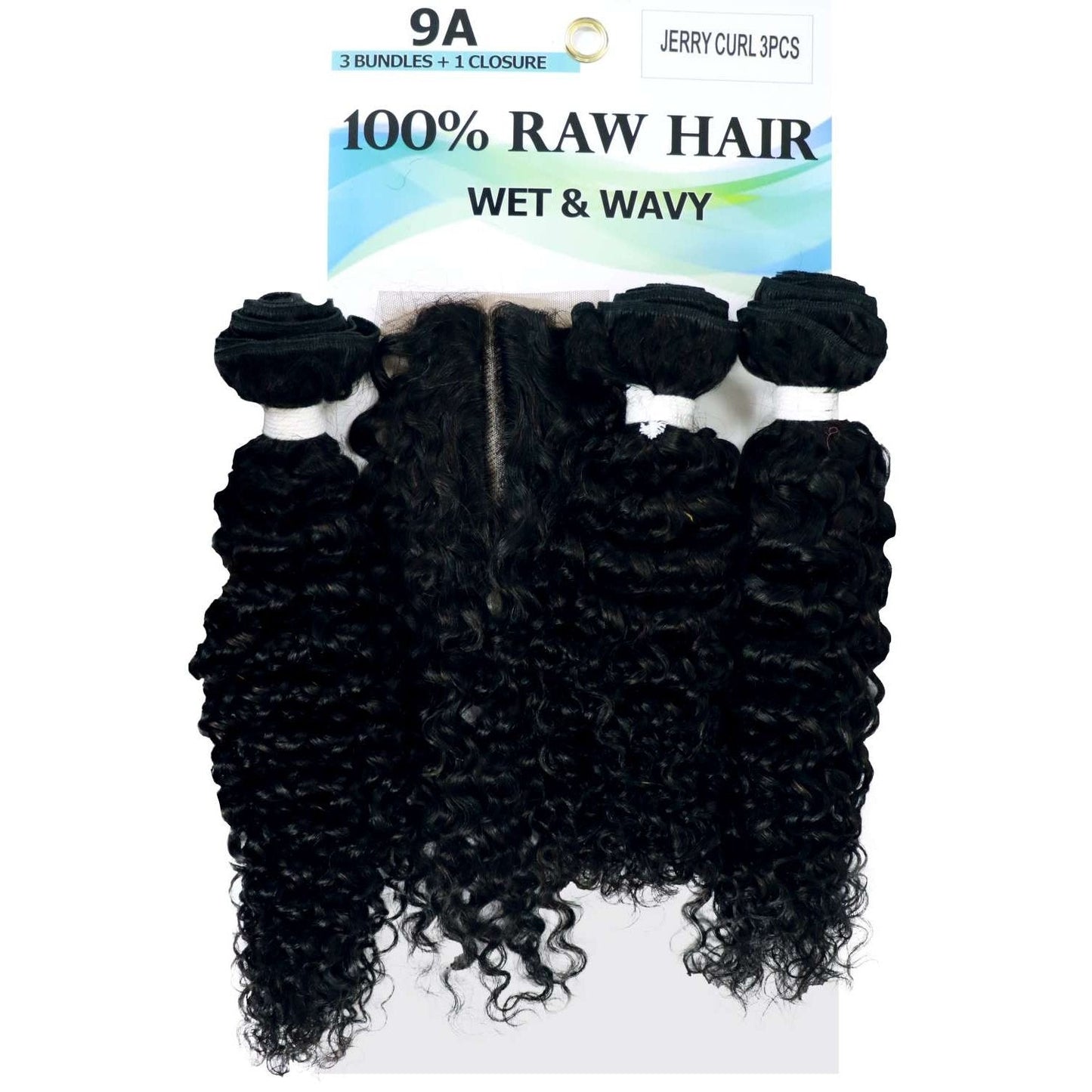 Raw Human Hair 3Pcs Wet Wavy Jerry Curl 14-18 Inch Natural Color