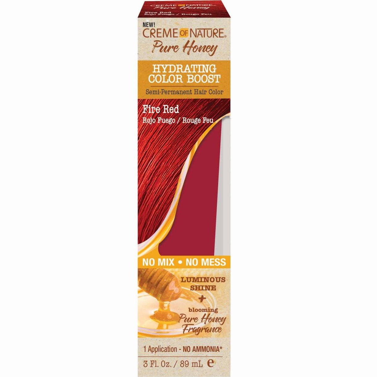 Creme of Nature Semi-Permanent Hair Color Honey Enriched 3 Oz Fire Red