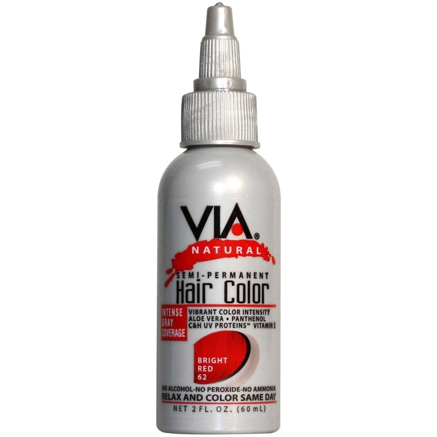 Semi-Permanent Hair Color with Aloe Vera and Vitamin E Bright Red 062