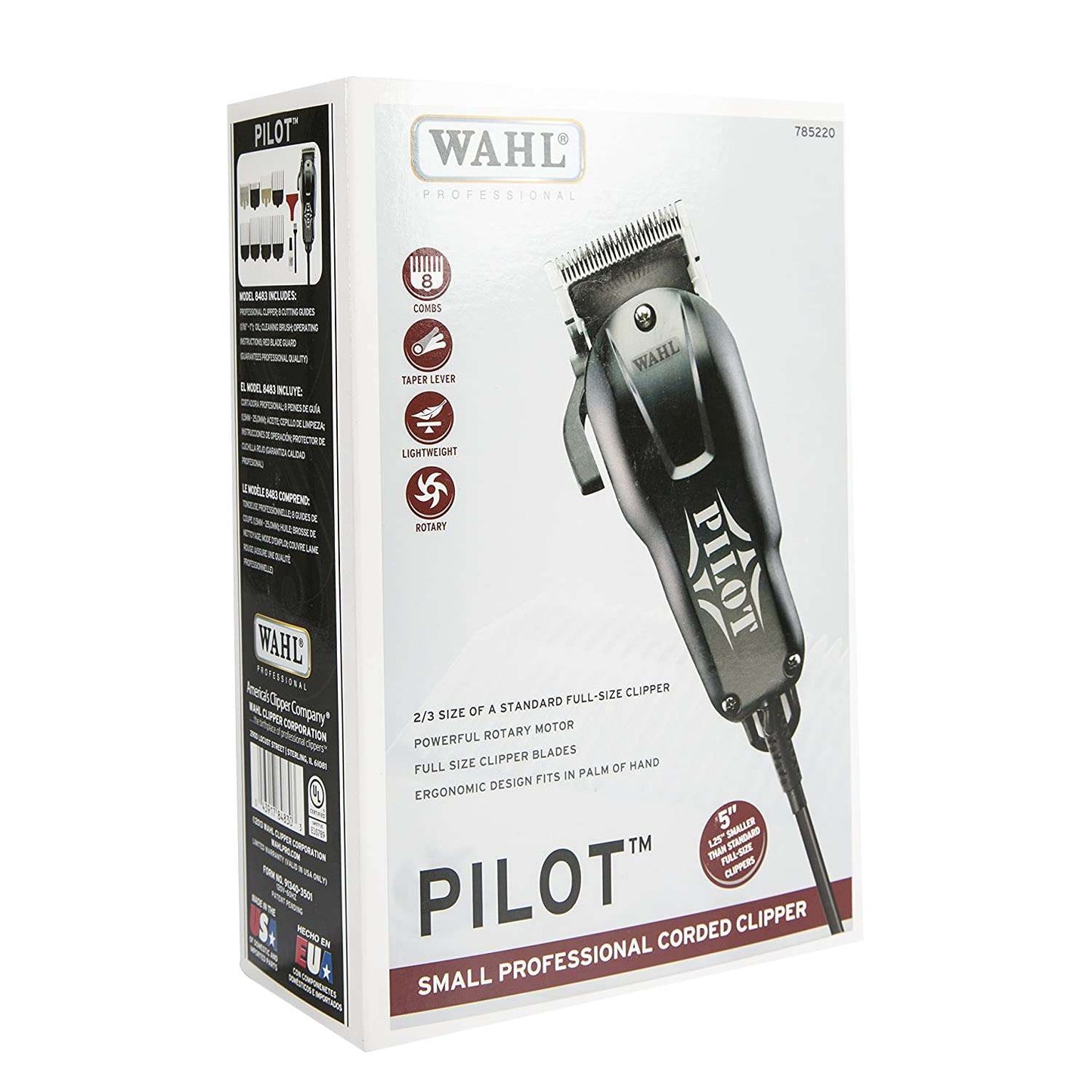 Professional Hair Clipper with Full-Sized Blades and Attachment Combs